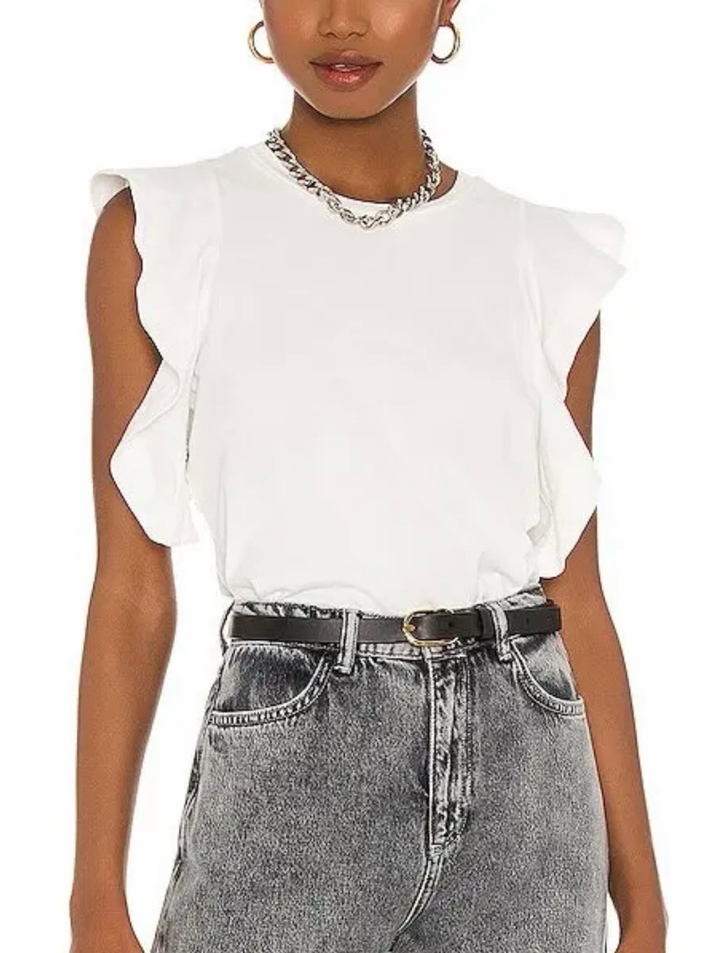 ALLSAINTS - Lara Ruffle Cami in Chalk White